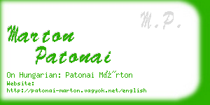 marton patonai business card